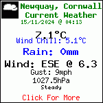 Current Weather Conditions in Porth, Newquay, Cornwall. UK