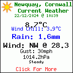 Current Weather Conditions in Porth, Newquay, Cornwall. UK