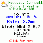 Current Weather Conditions in Porth, Newquay, Cornwall. UK