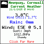 Current Weather Conditions in Porth, Newquay, Cornwall. UK