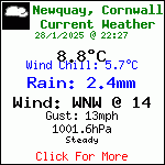 Current Weather Conditions in Porth, Newquay, Cornwall. UK