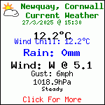 Current Weather Conditions in Porth, Newquay, Cornwall. UK